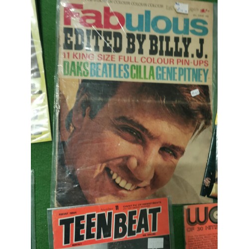 149 - 22x music related magazines inc 14x FAB 208, Teen Beat, an original Beatles poster etc