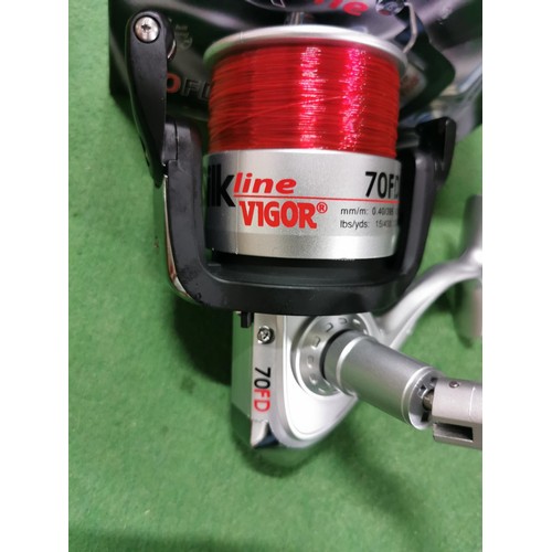 159 - 2x boxed Figor silk line 70FD Sea fishing reels in as new condition