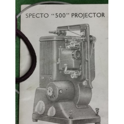 166 - Boxed Specto 500 projector with a large quantity of vintage film reels. comes with boxed bulbs, orig... 