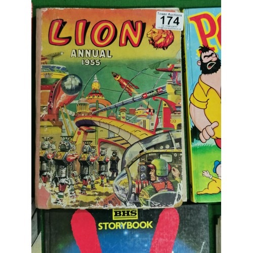 174 - Collection of 9x hardback annuals inc Lone Ranger, Sootie, Lion, Super Ted along with a quantity of ... 