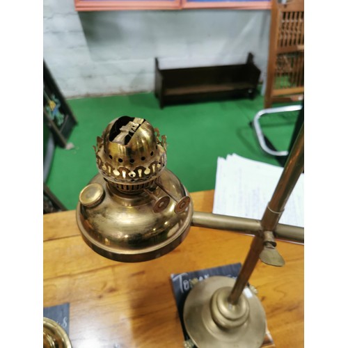 196 - Vintage double bowled claw footed oil lamp with no chimney along with a modern reproduction oil lamp... 