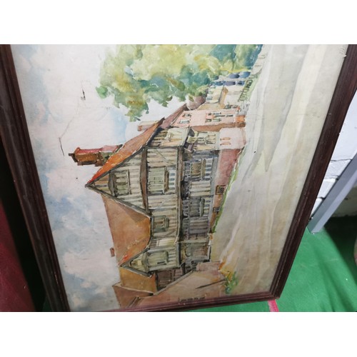 208 - Collection of pictures and mirror in various mediums inc pastel, watercolour, oil etc. Largest piece... 