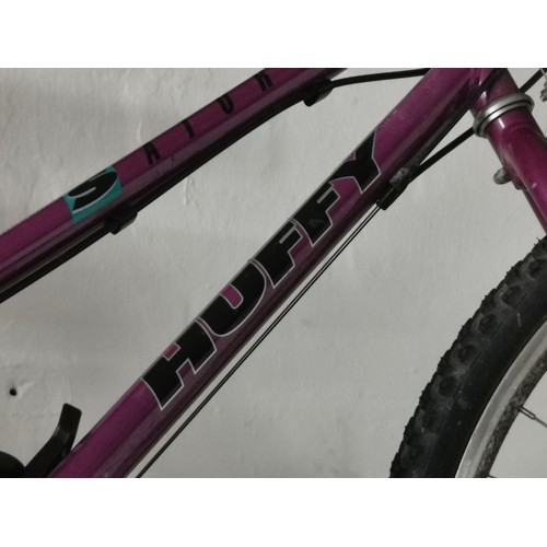 227 - 18 inch ladies Saturn Huffy Purple 18 speed mountain bike with Shimano gears in overall good conditi... 