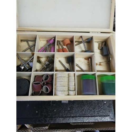 232 - 3x boxes of collectables and tools inc a boxed set of dremel pieces, Henry's planter, 4 drawer chrom... 