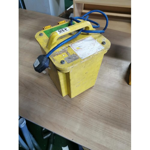 420 - Heavy Duty 110V transformer along with a vintage PCC Chalwin road lantern, complete with parafin con... 