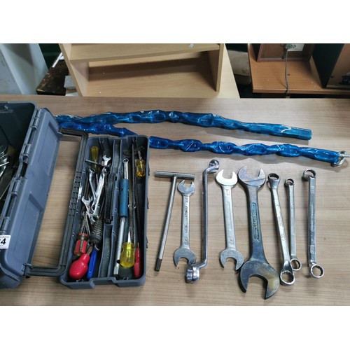 424 - Full Do It All plastic tool kit full of spanners, files, screwdrivers etc along with 2x heavy duty s... 