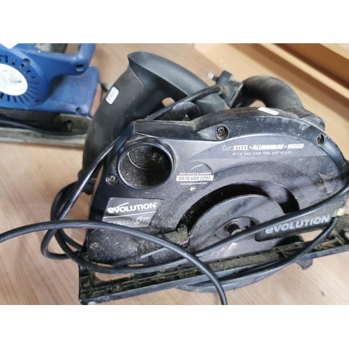 441 - Evolution circular saw for steel aluminium and wood along with a 900w belt sander