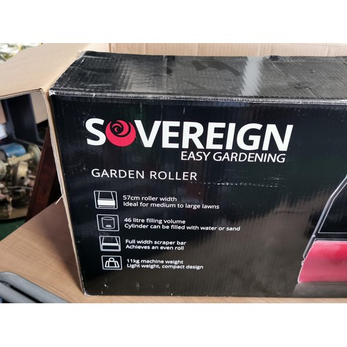 454 - Sovereign easy garden, garden roller. 57cm width, holds 46 litres, weights 11 kilos when full