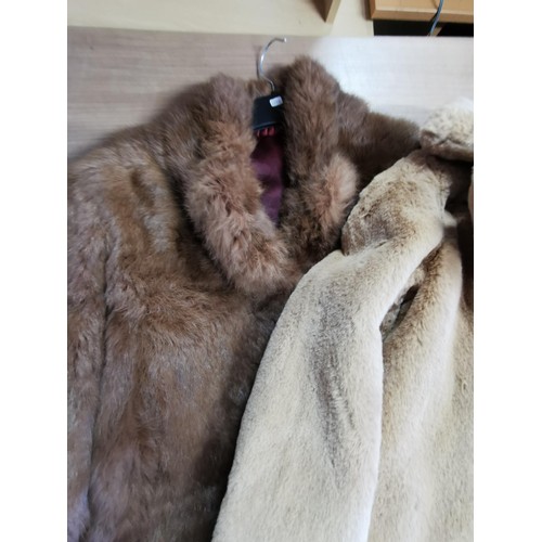 468 - Collection of 4x jackets inc faux fur George XS, faux fur jacket by Tall and a original puffer jacke... 