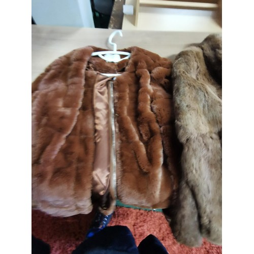 468 - Collection of 4x jackets inc faux fur George XS, faux fur jacket by Tall and a original puffer jacke... 