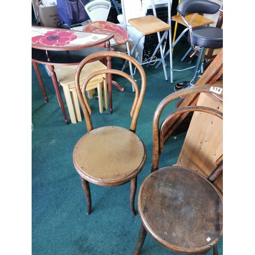 514 - Collection of 3 chairs, 2 baloon back, one with a solid seat. Tallest measures 94cm high x 37cm diam... 