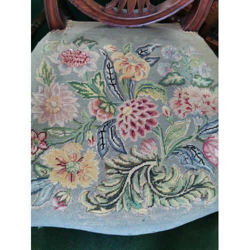 516 - Vintage hand carved mahongany dining chair, back AF. Height of 94cm, lovely embroidered seat