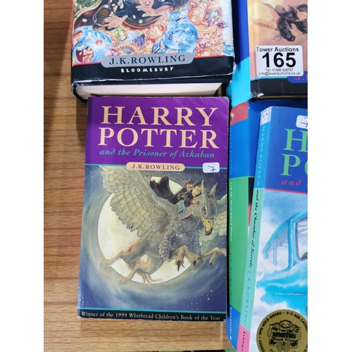 165 - Collection of 5 Harry Potter books, 3 hardback and 2 paperback inc a multi-printed first edition