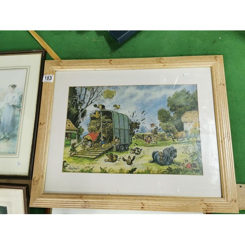 183 - Collection of 6x framed and glazed prints of horses inc a  Thelwell print etc. Thelwell print measur... 