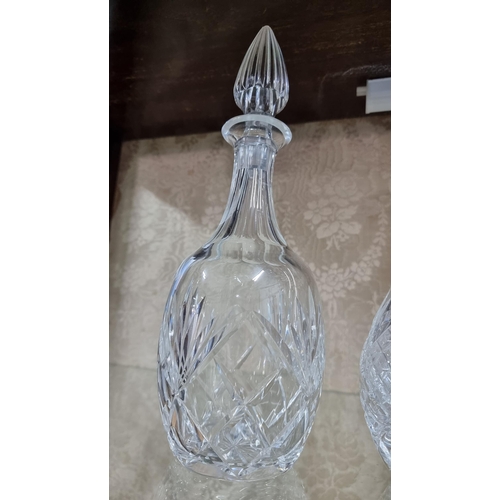 216 - Royal Albert crystal decanter, Royal Albert large etched vase along with one other crystal glass dec... 