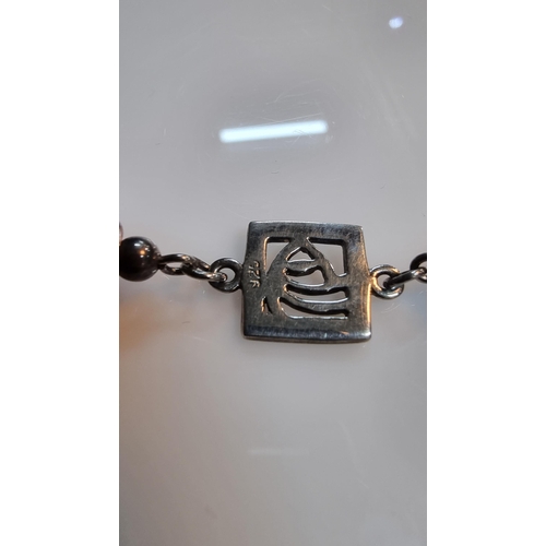 259 - 925 Silver Charles Rennie Mackintosh bracelet with art glass beads. Marked 925 in multiple places. I... 