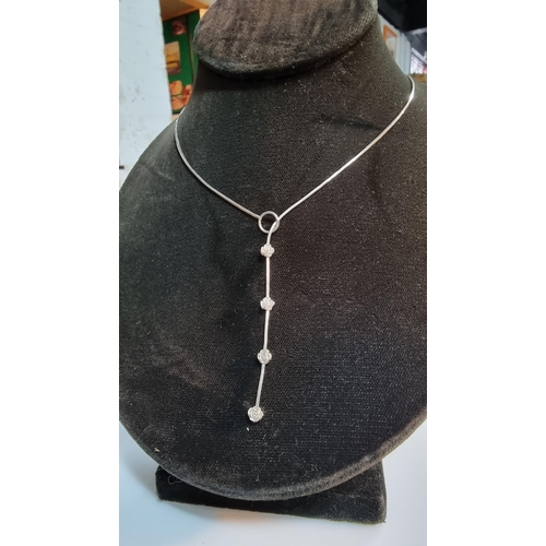 273 - 2x 925 Silver tassel drop necklaces one with rose drop design other with bar design. Both are marked... 