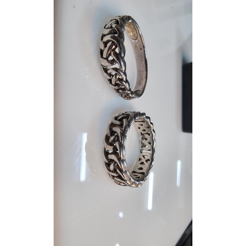 276 - 2x 925 Silver rings both with Celtic design. Both are marked 925 and in good clean condition. One is... 