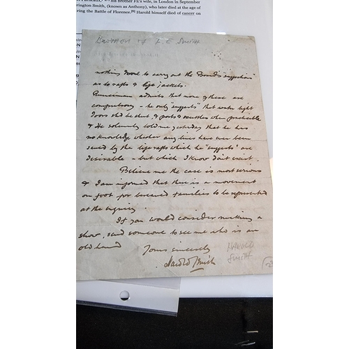 296 - Hand written letter from Sir Harold Smith MP to Horatio Bottomley (John Bull) requesting his support... 