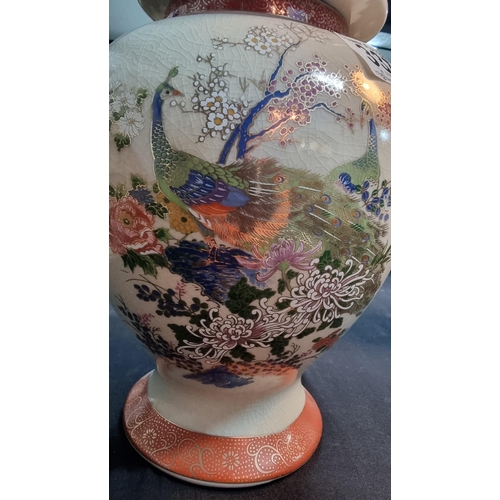 337 - Antique early Satsuma Japanese vase, hand painted with thick layered paint. Has a chip to the foot o... 