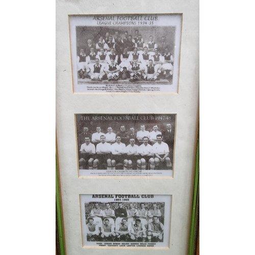 354 - Framed & glazed set of vintage football picture cards for Arsenal football club through the decades.... 