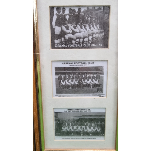 354 - Framed & glazed set of vintage football picture cards for Arsenal football club through the decades.... 