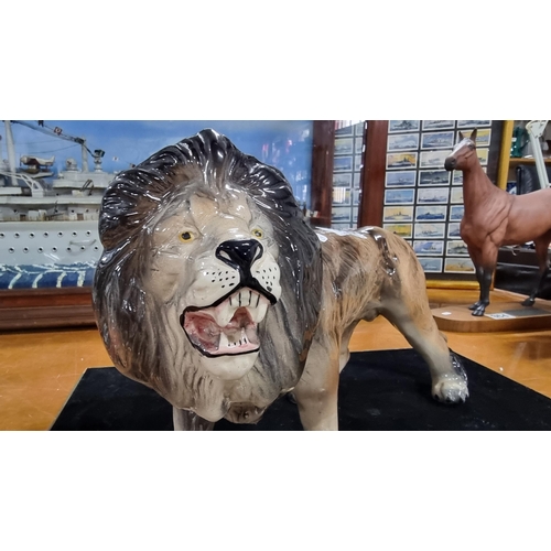 365 - Large ceramic male lion figure unmarked but most likely by Melba Ware. In excellent condition with N... 