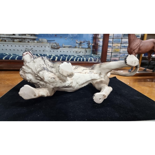 365 - Large ceramic male lion figure unmarked but most likely by Melba Ware. In excellent condition with N... 