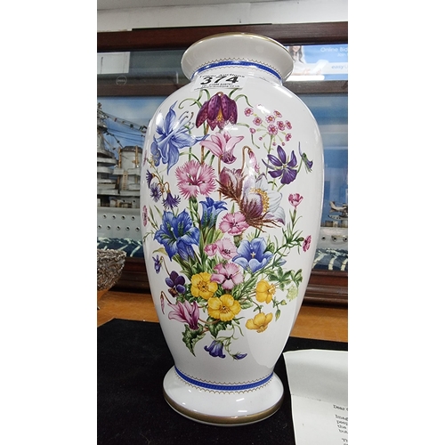 374 - Tall Franklin Mint Chelsea Flower Show Vase - Alpine Glory. In excellent condition. Measures height ... 