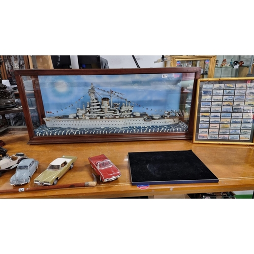 377 - Very impressive Prisoner of War hand built scale model ship fitted in a very good display case. Furt... 