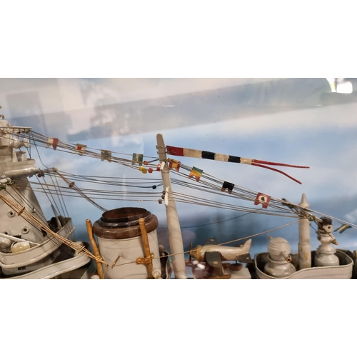 377 - Very impressive Prisoner of War hand built scale model ship fitted in a very good display case. Furt... 