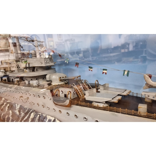 377 - Very impressive Prisoner of War hand built scale model ship fitted in a very good display case. Furt... 