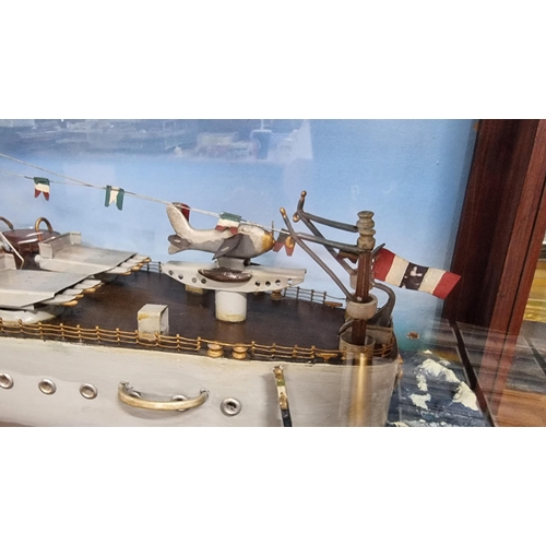 377 - Very impressive Prisoner of War hand built scale model ship fitted in a very good display case. Furt... 