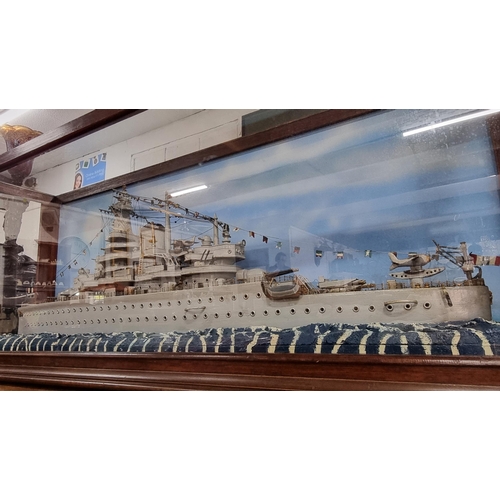 377 - Very impressive Prisoner of War hand built scale model ship fitted in a very good display case. Furt... 