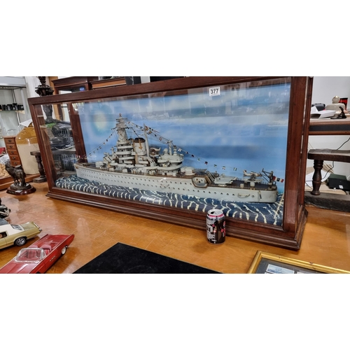 377 - Very impressive Prisoner of War hand built scale model ship fitted in a very good display case. Furt... 