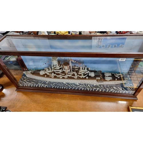 377 - Very impressive Prisoner of War hand built scale model ship fitted in a very good display case. Furt... 