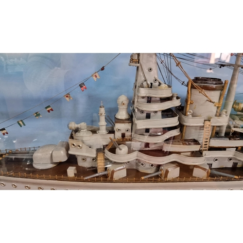 377 - Very impressive Prisoner of War hand built scale model ship fitted in a very good display case. Furt... 