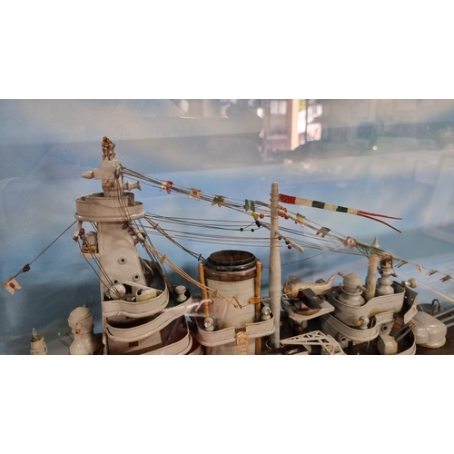 377 - Very impressive Prisoner of War hand built scale model ship fitted in a very good display case. Furt... 