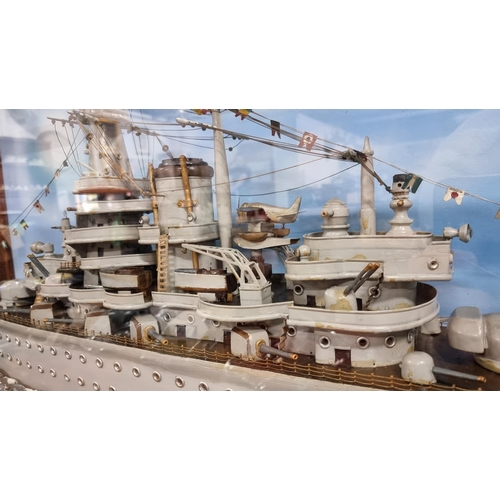 377 - Very impressive Prisoner of War hand built scale model ship fitted in a very good display case. Furt... 