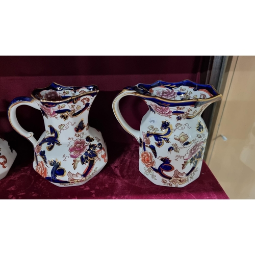 391 - Quantity of 6x Masons Blue Mandalay Ironstone graduated jugs, all in excellent clean condition, NO d... 