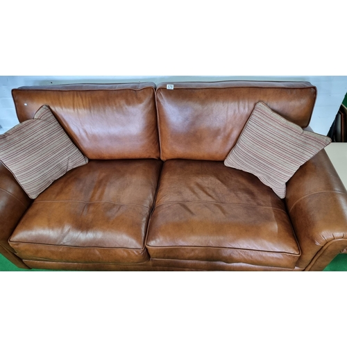 478 - Fine quality full brown tan leather three seater sofa by Parker Knoll - purchased under two years ag... 