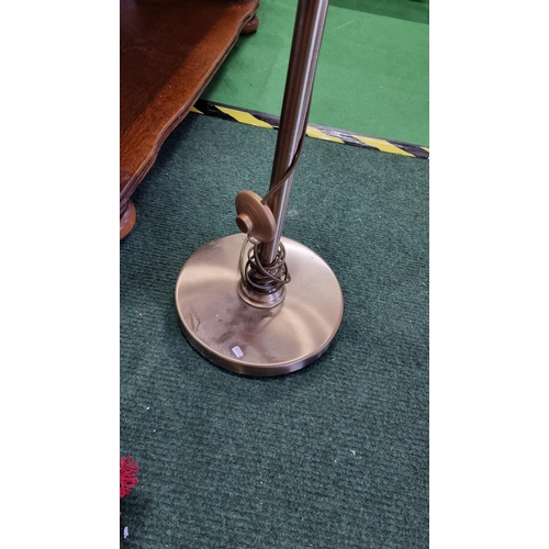 487 - Modern brushed brass uplighter in excellent clean working condition. Measures 179cm height.