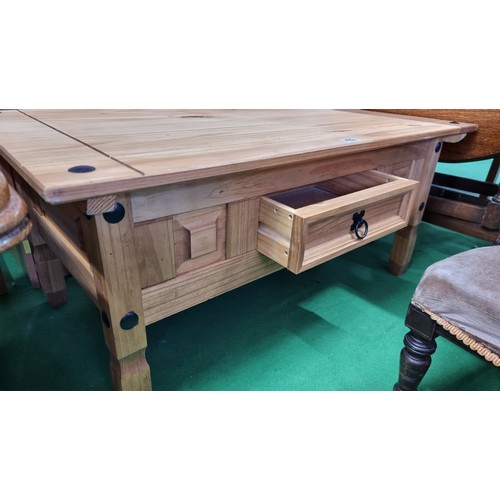 492 - Modern Mexican Pine one drawer coffee table Modern Mexican pine, in excellent clean condition with a... 