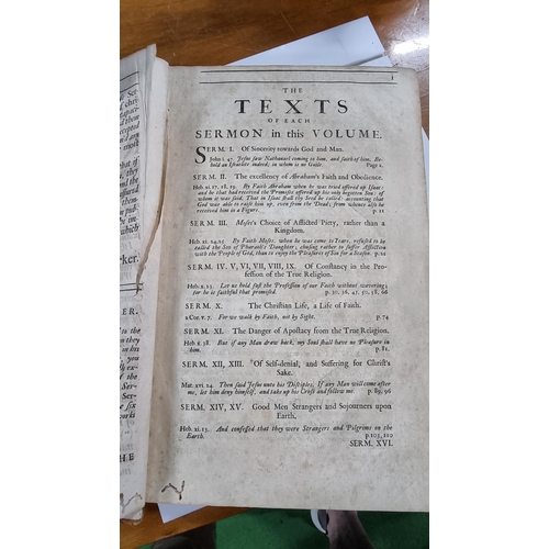 181a - Early Antique book 'The Works of the Most Reverend Dr. John Tillotson'. Dated 1717, Volume 1. Leathe... 