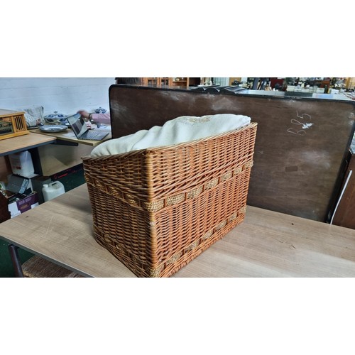 14 - Multi level wicker cat bed / basket with a bed inside and ontop in good condition height 43cm width ... 