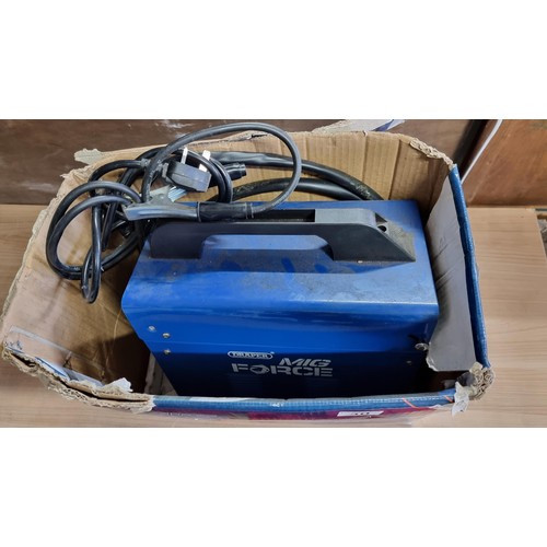 30 - Boxed Draper Mig Force 100A 230V gasless MIG Welder in excellent working condition inc a pair of wel... 