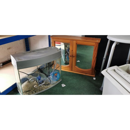 92 - Quantity of 4x home and office items inc vintage shredder, fish tank with accessories, pine bathroom... 