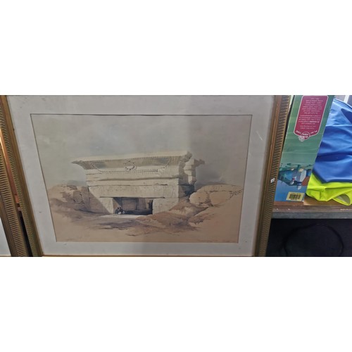 105 - 2x gilt framed and glazed lithographic prints on Egyptian scenes by David Roberts signed lower right... 