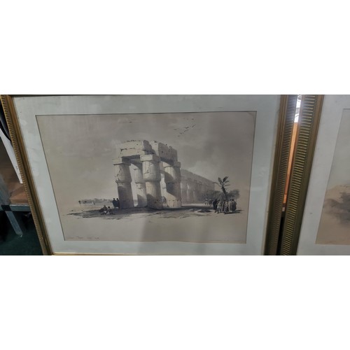 105 - 2x gilt framed and glazed lithographic prints on Egyptian scenes by David Roberts signed lower right... 