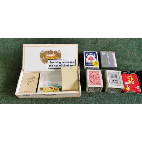 116 - Quantity of vintage and modern playing cards along with a complete travelling car chess set and othe... 